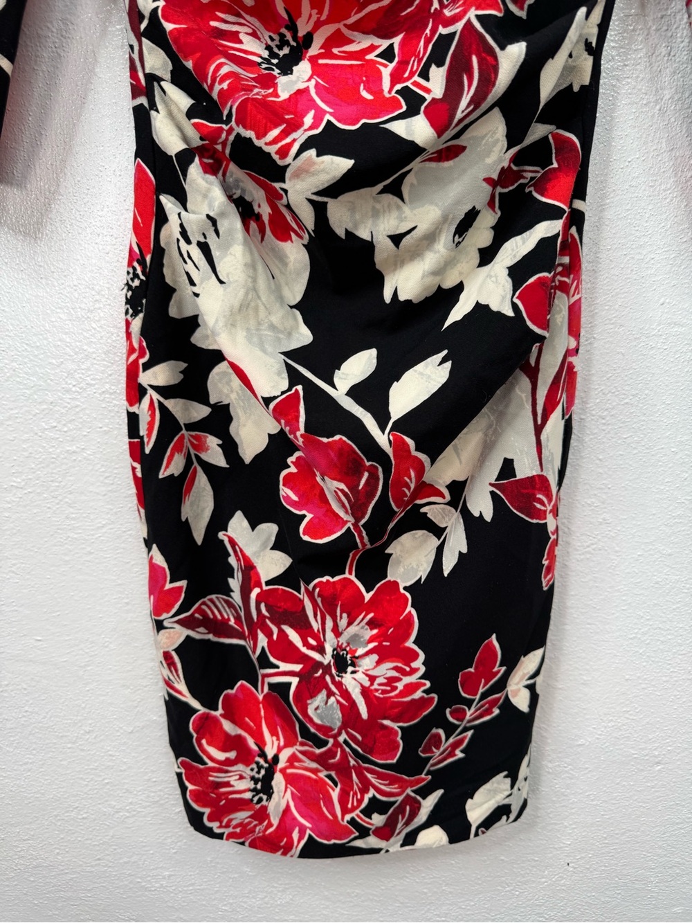 White House Black Market Black Red Cream Floral Sheath Dress - Picture 5 of 11